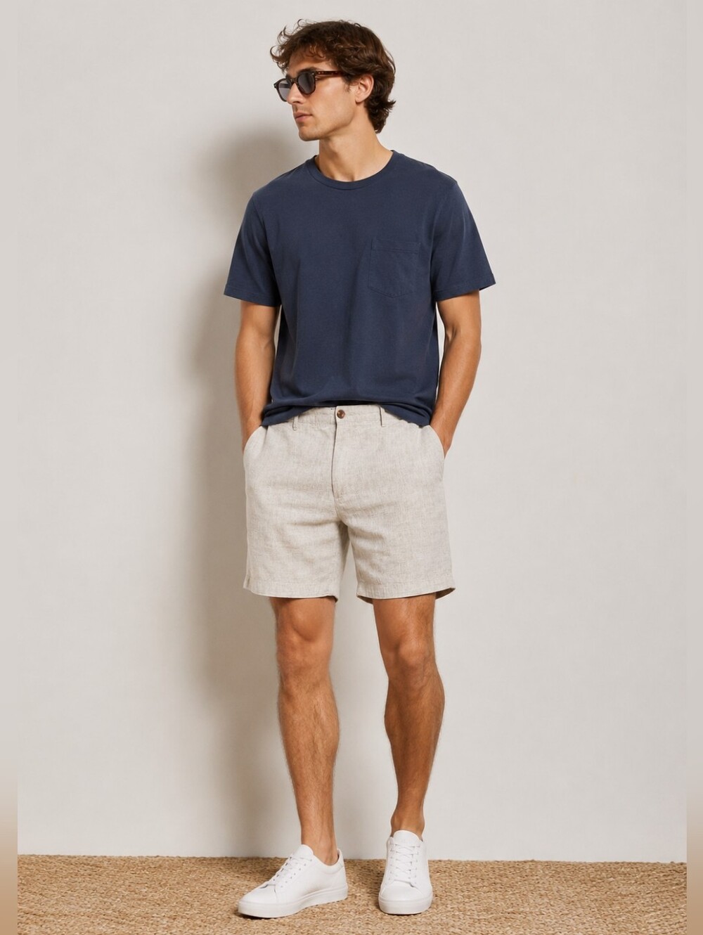 Goodfellow Linen Blend Shorts Beige Casual Men Size 36